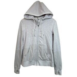 Lululemon Voyage Hoodie Jacket Women's‎ Small Light Gray Thumbholes EUC